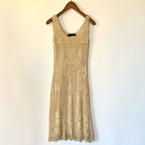 Gold Crochet Tank Midi Dress